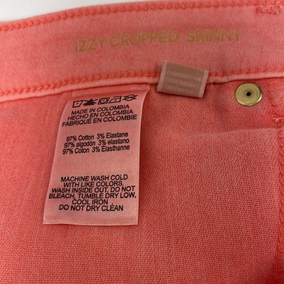 Michael Kors Izzy Cropped Skinny Mid-Rise Jeans (color coral) - Picture 9 of 10